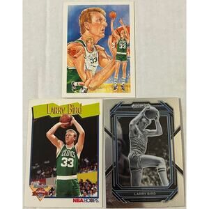 Larry Bird Lot of 3 NBA Basketball Cards NBA Hoops and Panini Draft Picks